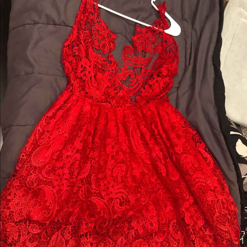 red lacey dress